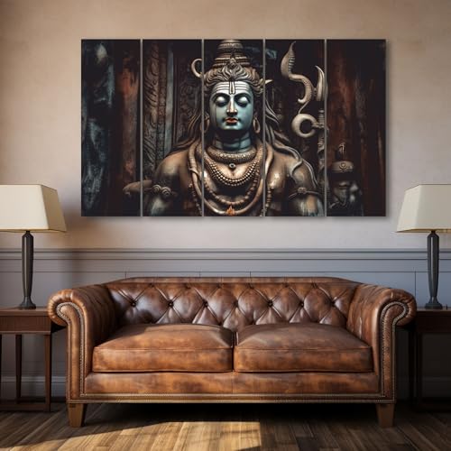 The Castle Decor Shiva Mahadev painting with frame Big Size(27x48) Wall art for living room,Bedroom,Drawing room,Hotels-Wooden Framed-Digital Painting - Image 1