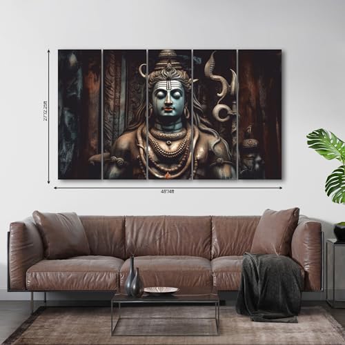 The Castle Decor Shiva Mahadev painting with frame Big Size(27x48) Wall art for living room,Bedroom,Drawing room,Hotels-Wooden Framed-Digital Painting - Image 3