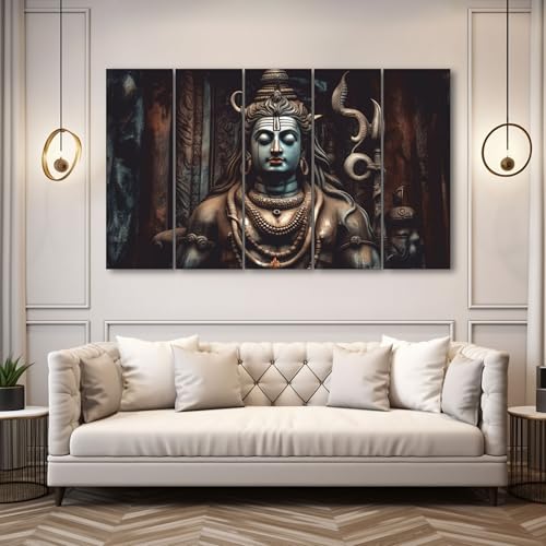 The Castle Decor Shiva Mahadev painting with frame Big Size(27x48) Wall art for living room,Bedroom,Drawing room,Hotels-Wooden Framed-Digital Painting - Image 2
