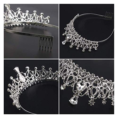 AOPRIE 1980s Tiaras and Crowns for Women Silver Princess Tiara for Little Girls Crystal Crowns and Tiaras Hair Accessories for Wedding Prom Bridal Birthday Party Halloween Costume Christmas Gifts - Image 5