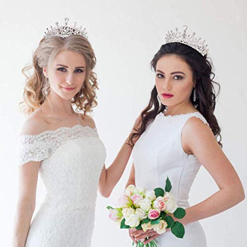 AOPRIE 1980s Tiaras and Crowns for Women Silver Princess Tiara for Little Girls Crystal Crowns and Tiaras Hair Accessories for Wedding Prom Bridal Birthday Party Halloween Costume Christmas Gifts - Image 3
