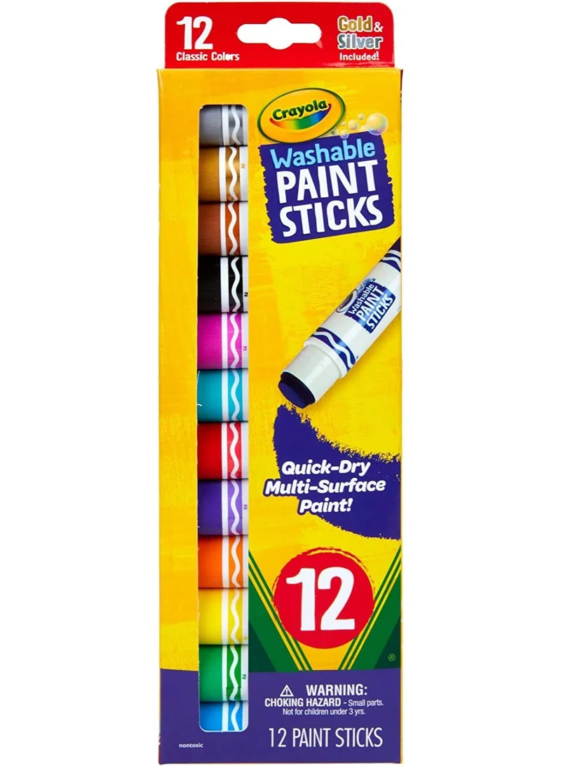 Crayola Crayola – Washable Paint Sticks | Quick Dry, Multi Surface Paint, Pack of 12 | Classic Colors, 4+ Yrs