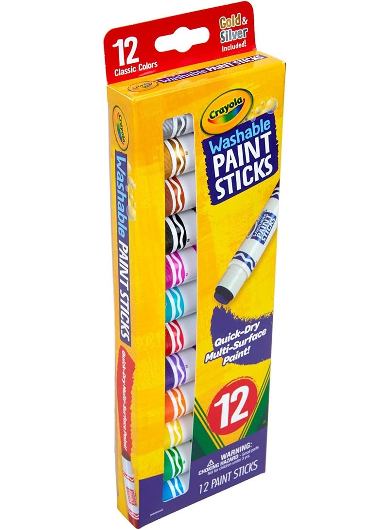 Crayola كرايولا – عصي الطلاء القابلة للغسل | جفاف سريع، طلاء متعدد الأسطح، عبوة من 12 | ألوان كلاسيكية، 4+ سنوات - Image 3