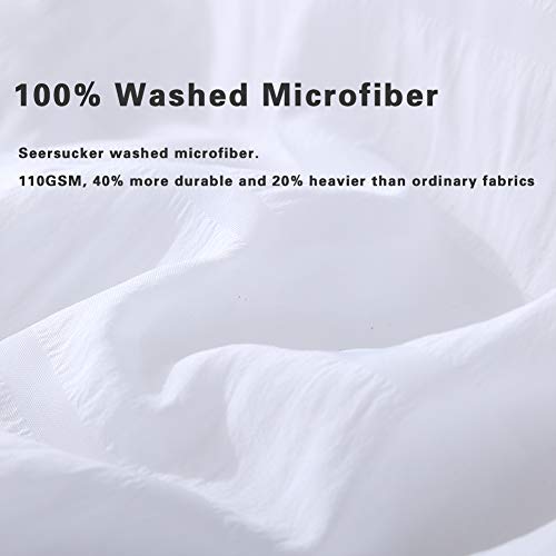 AveLom White Duvet Cover Queen (90 x 90 Inches)， 3 Pieces (1 Duvet Cover + 2 Pillow Cases) Stripe Zipper Closure Corner Ties Soft Washed Microfiber Duvet Cover for Men, Women - Image 4