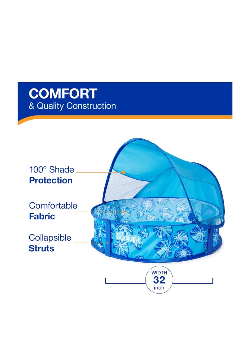 SwimWays Swimways Elite Pop-Up Above Ground Pool, Baby Pool with Canopy & Carrying Case, Foldable Kiddie Pool for Ages 9-24 Months, Measures 32", Blue  - Image 2