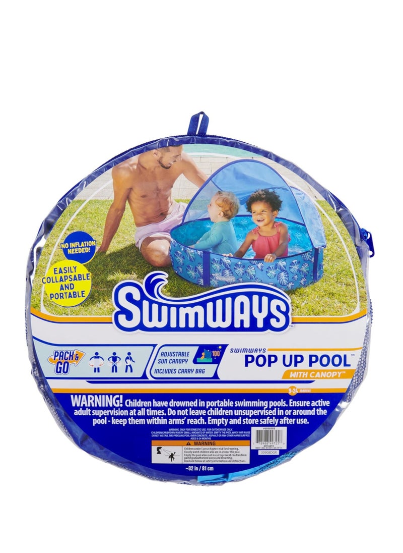 SwimWays Swimways Elite Pop-Up Above Ground Pool, Baby Pool with Canopy & Carrying Case, Foldable Kiddie Pool for Ages 9-24 Months, Measures 32", Blue  - Image 5