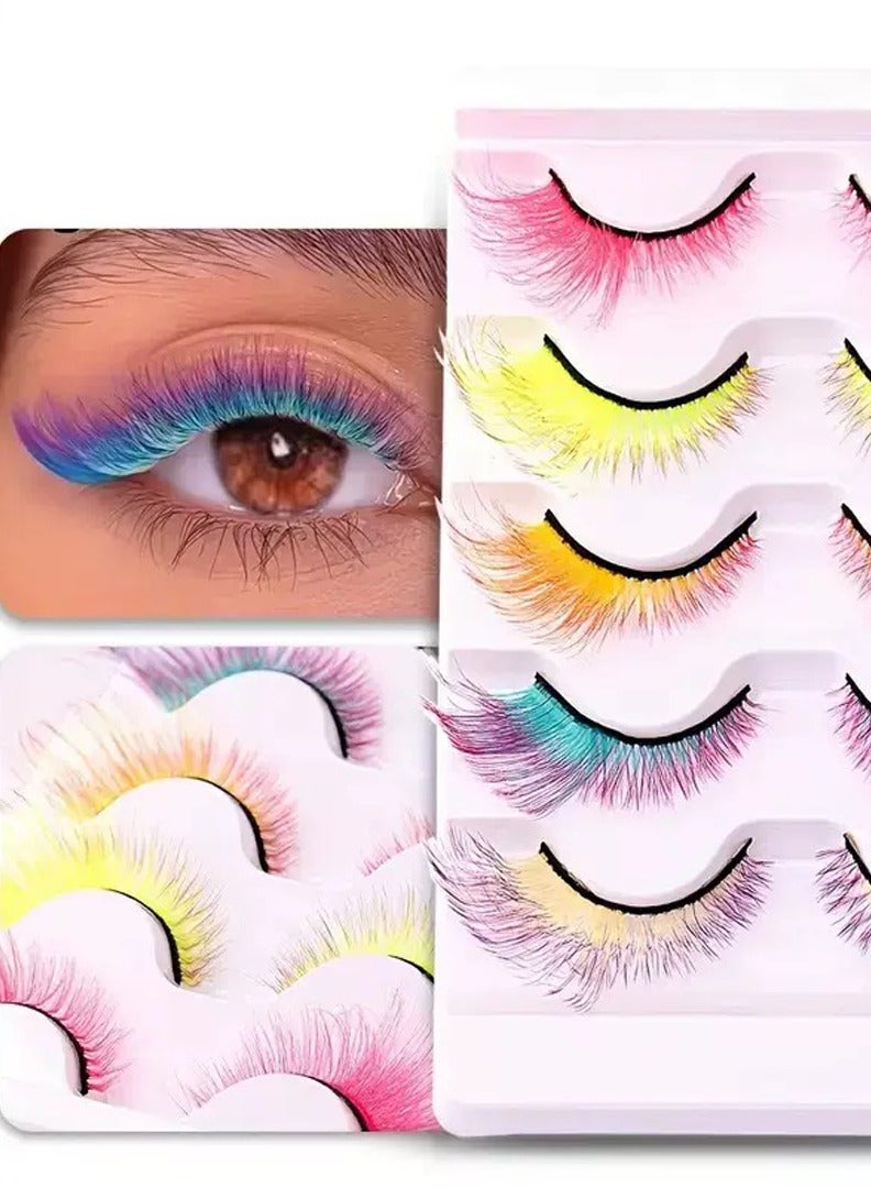 5 Pairs of Colored False Eyelashes Realistic Look Soft Eyelash Lengthening Reusable False Eyelashes - Image 3