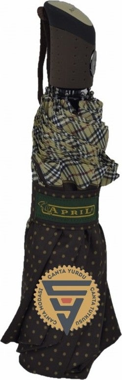 April A-217L Women's Fully Automatic Umbrella Polka Dot Brown  - Image 4