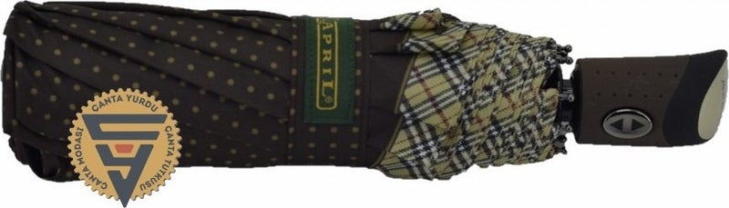 April A-217L Women's Fully Automatic Umbrella Polka Dot Brown  - Image 2