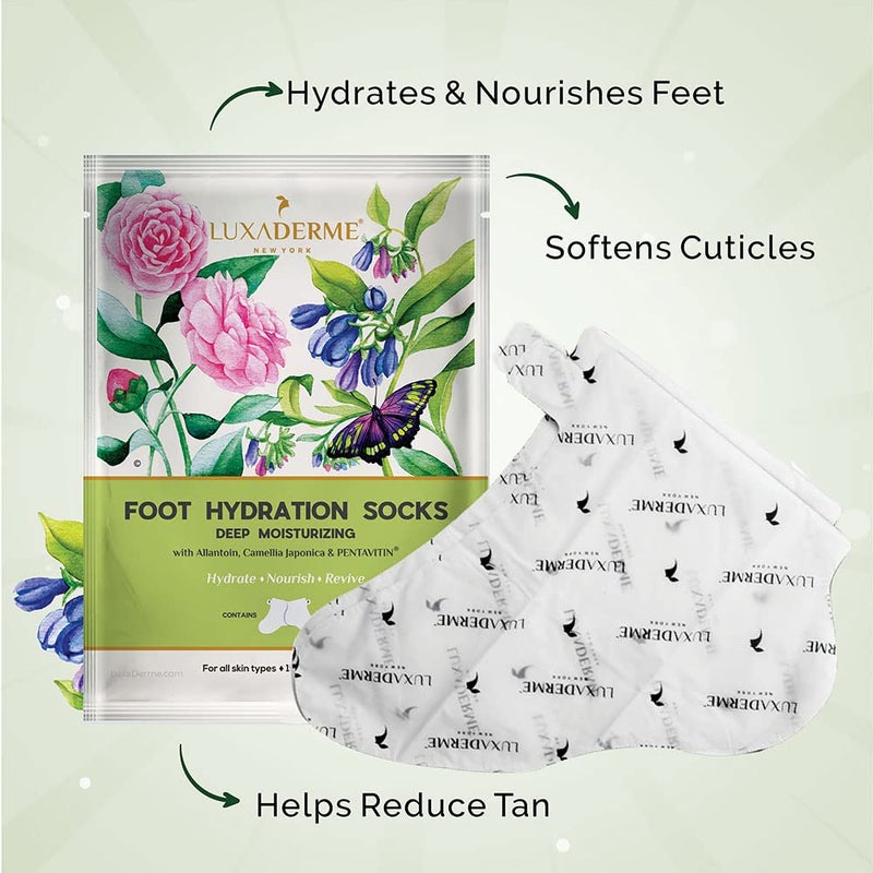 LuxaDerme LuxaDerme Deep Moisturizing Hand Hydration Gloves  Foot Hydration Socks to rejuvenating dull dry  tired hands  feet Softens nails  cuticles Contains Arginine Safflower  Shea Butter For Soft  Supple Hands and Feet  - Image 3