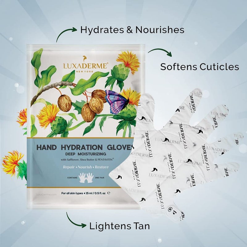 LuxaDerme LuxaDerme Deep Moisturizing Hand Hydration Gloves  Foot Hydration Socks to rejuvenating dull dry  tired hands  feet Softens nails  cuticles Contains Arginine Safflower  Shea Butter For Soft  Supple Hands and Feet  - Image 2