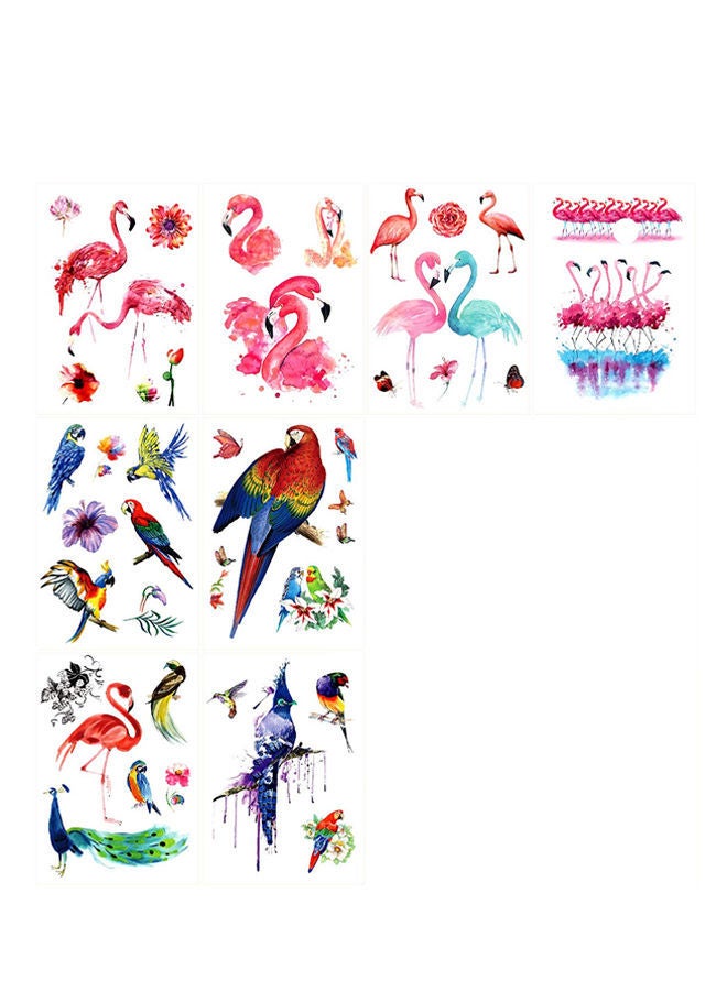 NIBEMINENT 8-Piece Temporary Tattoo Sticker Set Multicolour