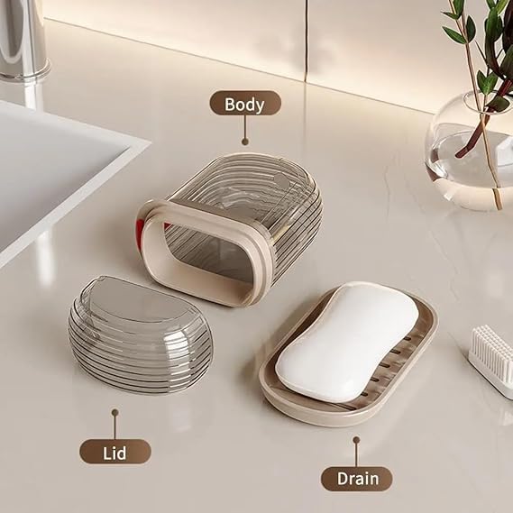Makekartz.com Transparent Waterproof Portable Soap Dish Box for Plastic Travel Leakproof Soap Box Case with Lid Draining Soap Bar Holder Dish Container(2 Pcs Multicolor) - Image 3