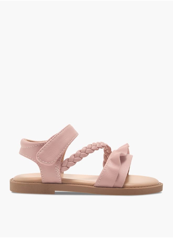 Flora Bella By Shoexpress Girls Braided Detail Sandals With Hook And Loop Closure  - Image 1