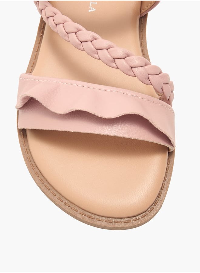 Flora Bella By Shoexpress Girls Braided Detail Sandals With Hook And Loop Closure  - Image 3
