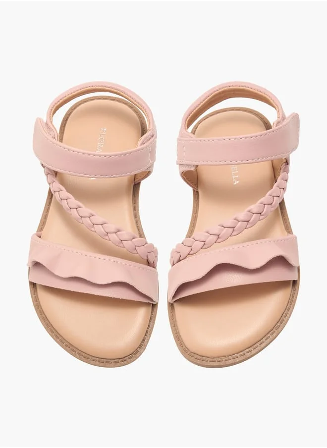 فلورا بيلا من شو إكسبرس Girls Braided Detail Sandals With Hook And Loop Closure