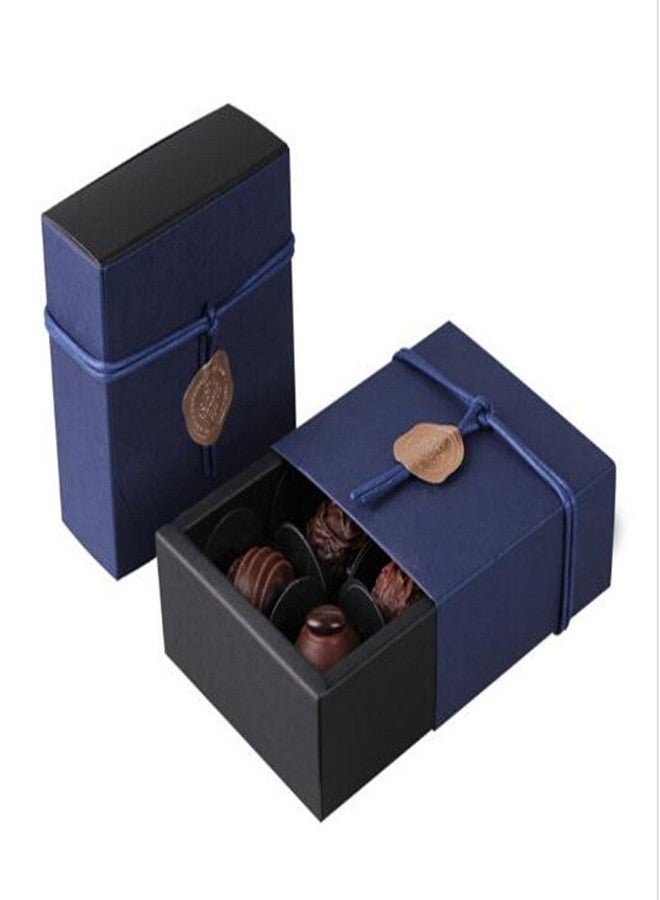 BBC BAKERY 4 Cavity Chocolate Gift Packaging Box Wedding Party Paper Favor Boxes-Set of 10 (4 Cavity Blue) - Image 1