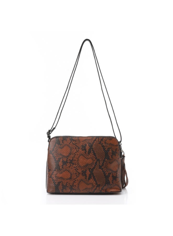 DejaVu Brown Snake Textured Cross Body Bag - Image 3
