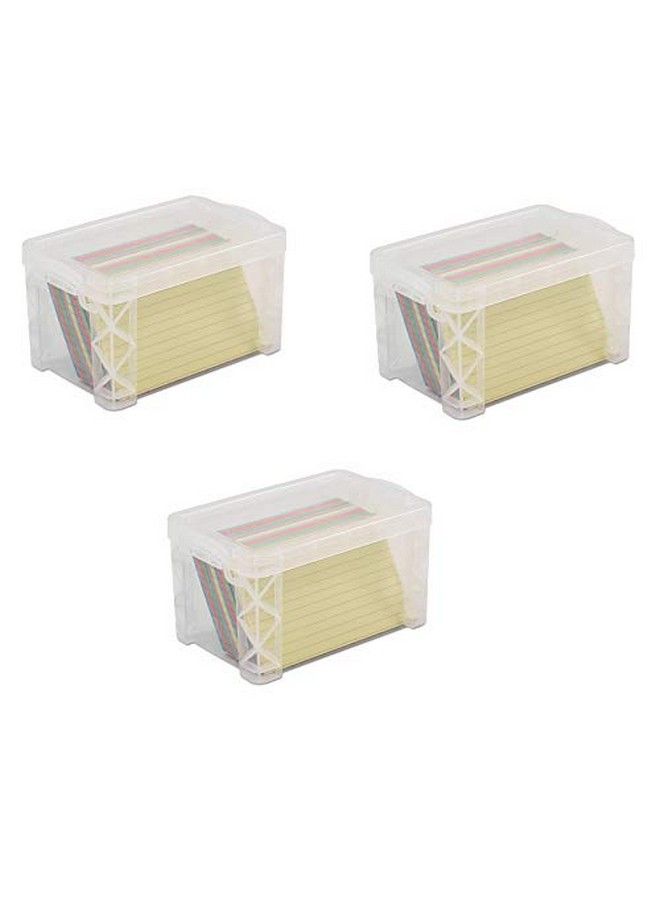 Advantus 40307 Super Stacker 3" X 5" Index Card Box Clear 3 Boxes (40307) - Image 1