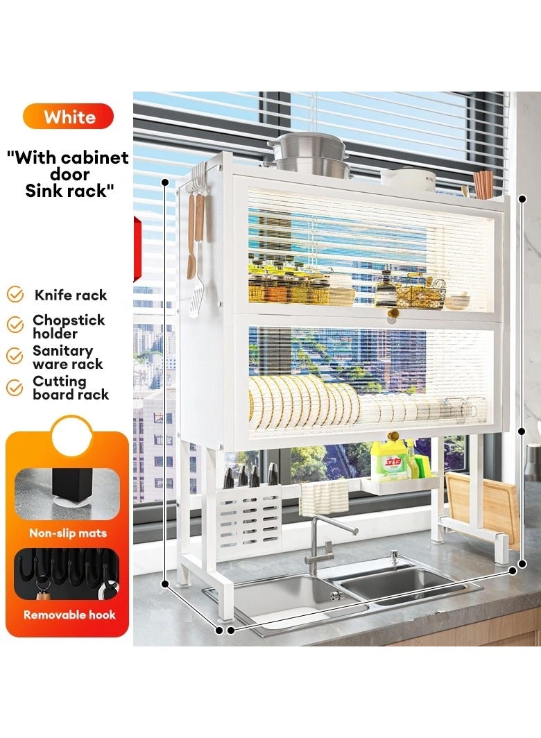 DubaiGallery Organized Home 3 Tier Stainless Steel Length Expandable Kitchen Dish Rack Dish Drying Rack Over Sink Adjustable (85cm-105cm) Large Dish Rack Drainer for Kitchen Organizer Storage Space Saver - Image 1