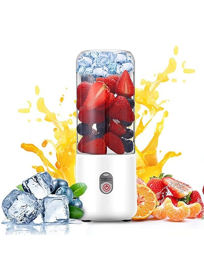 Generic Portable Mini Juicers with 6 Blades, Personal Size Blender for Shakes and Smoothies, USB Rechargeable Fruit Juice Mixer, Easy To Clean, for Travel, Sports, Outing (500ML, White)  - Image 1