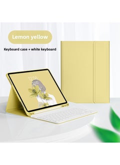 Bluetooth Keyboard Case For Ipad Pro 11 10.2 Air 4 Pencil Slot Mini 6 Leather Mouse Pad Protective Cover For Digital Computer-Color:Lemon + White Keyboard-Applicable Model:iPad Pro11 2022/2021/20/18 Full Screen (11 Inches)