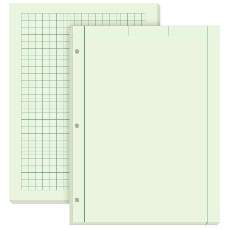 Seajan 2 Pcs Engineering Paper Notebook Engineering Computation Pad 8.5 x 11 Inches Engineer Graph Paper Notepad, 5 Squares Per Inch 3 Hole Punched Computation Pad, 100 Sheets/pack (Yellow) - Image 1