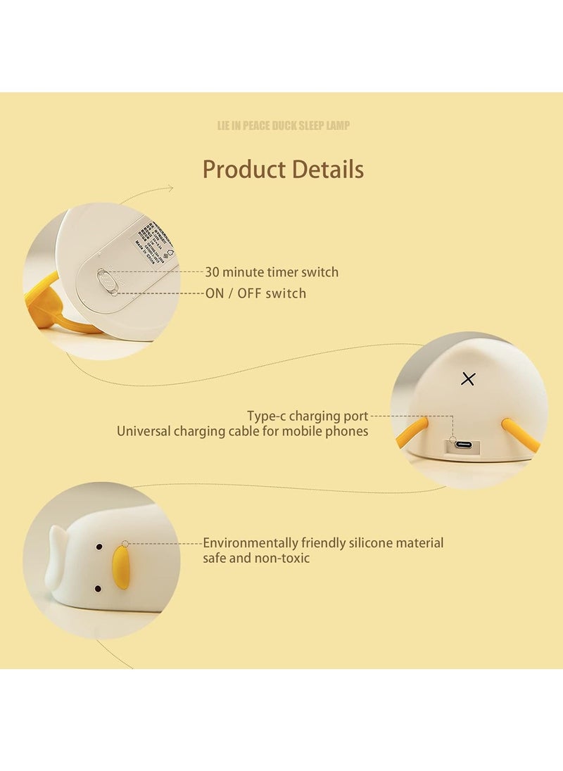 JAJEEK Benson Flat Duck Night Light – Cute Duck Design Sponge LED, Dimmable Rechargeable Silicone Night Light with Touch Control, Ideal Bedside Light for Breastfeeding, Finn the Duck for Nursery & Kids Room - Image 5