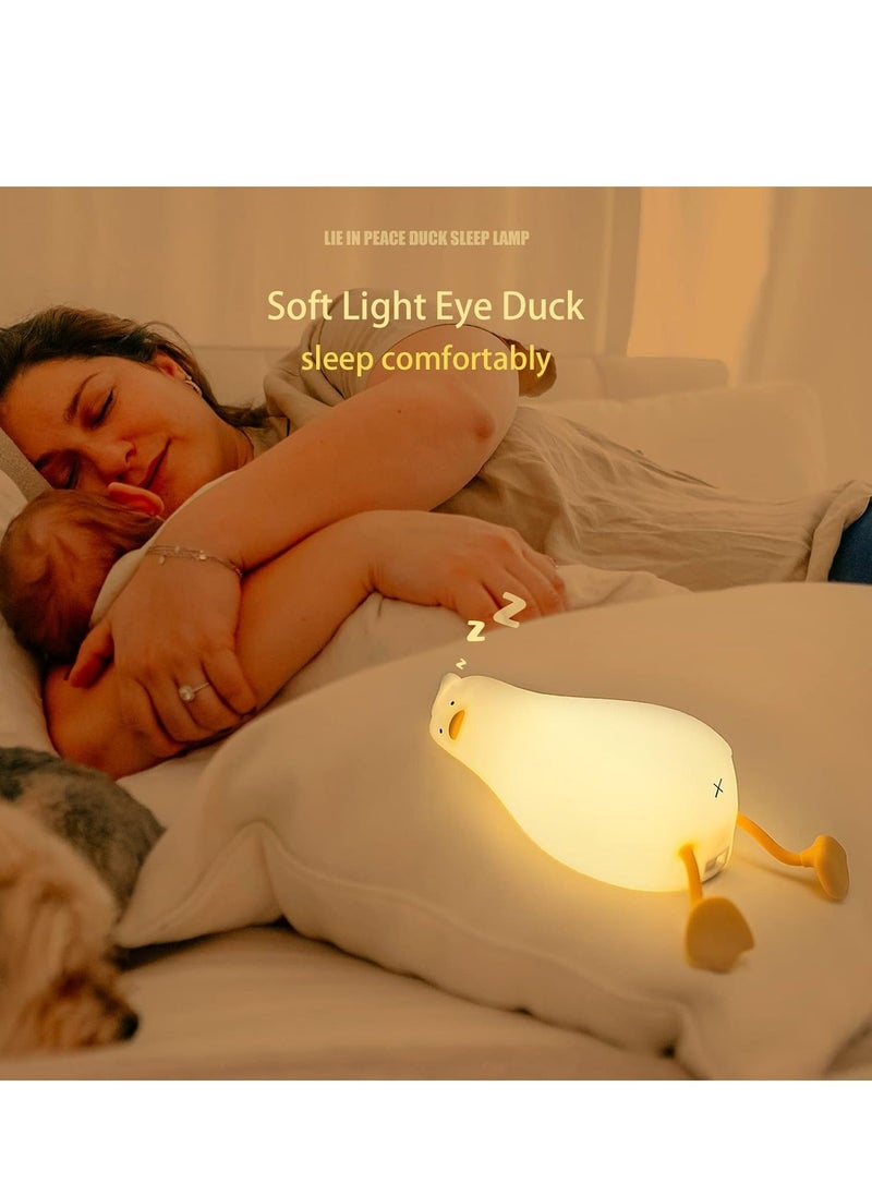 JAJEEK Benson Flat Duck Night Light – Cute Duck Design Sponge LED, Dimmable Rechargeable Silicone Night Light with Touch Control, Ideal Bedside Light for Breastfeeding, Finn the Duck for Nursery & Kids Room - Image 2
