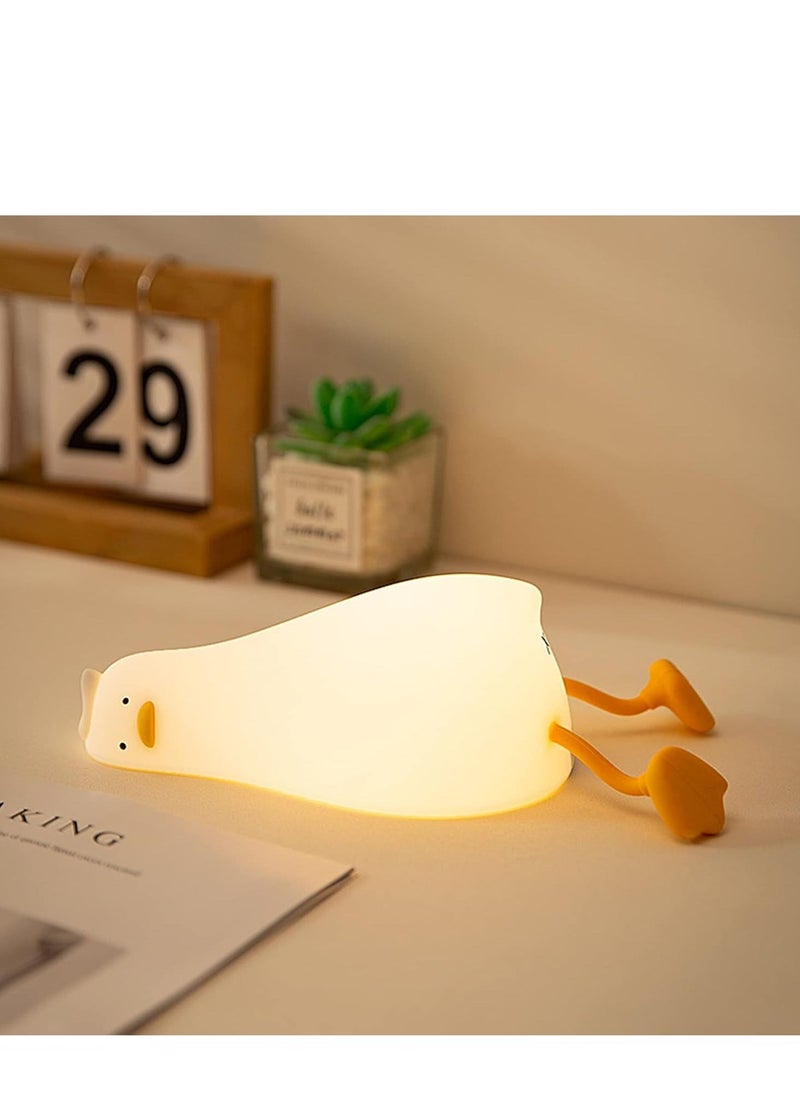 JAJEEK Benson Flat Duck Night Light – Cute Duck Design Sponge LED, Dimmable Rechargeable Silicone Night Light with Touch Control, Ideal Bedside Light for Breastfeeding, Finn the Duck for Nursery & Kids Room - Image 1