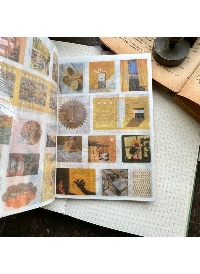 سجاني كتاب ملصقات ساجاني العتيق المزخرف، قصاصات ورقية وكتاب ملصقات مع ملصق ورقي، كتاب ملصقات ديكورية جمالية للقصاصات والتدوين الإبداعي (عبوة من قطعة واحدة) (ضوء الصباح)  - Image 3