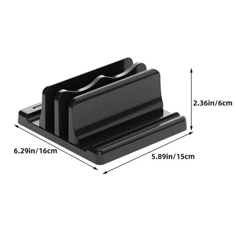 Vertical Laptop Stand Dual Slots Black Space Saving Desktop Rack Holder - Image 3