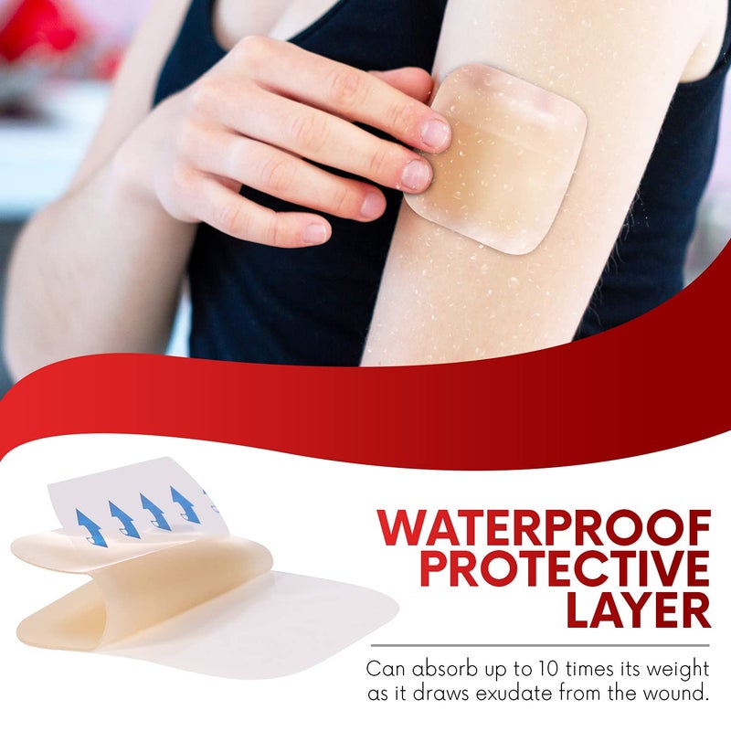 Healqu Hydrocolloid Wound Dressing - 2x2" Thin - Box of 20 Large Bandages - Sterilized Bordered Hydrocolloid Patches for Bed Sores, Abrasions, and More - Waterproof and Absorbent with Protective - Image 4