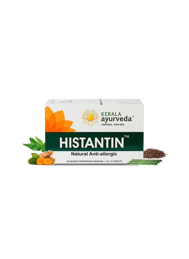 Kerala Ayurveda Histantin - 100 Tablets | Herbal Anti-Allergic Medicine For Seasonal, Dietary And Respiratory Allergies | Provides Relief From Sneezes, Congestion & Skin Rashes | Non-Drowsy Formula  - Image 1