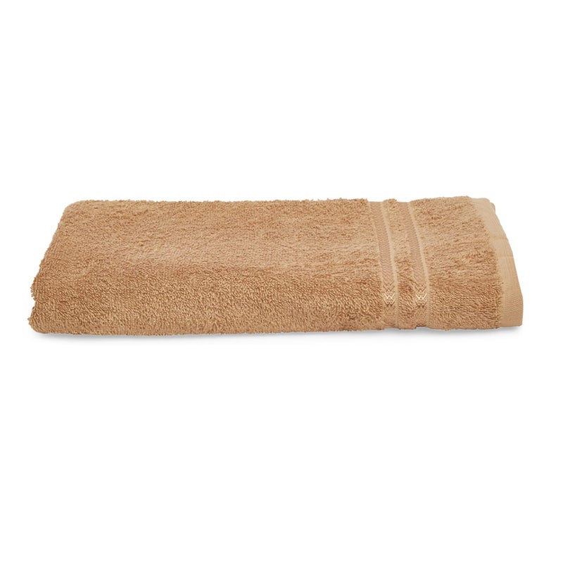 Welspun 100% Cotton Bath Towel Quick Dry HIGH Absorbency Attractive Border (Solid 70CMX150CM)-TAN - Image 1