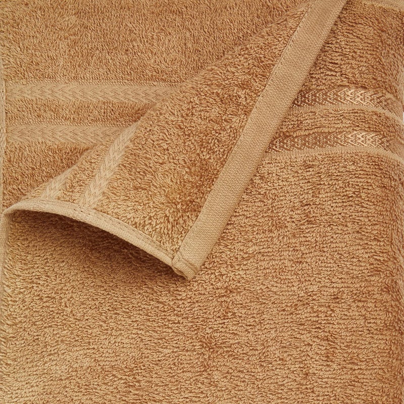 Welspun 100% Cotton Bath Towel Quick Dry HIGH Absorbency Attractive Border (Solid 70CMX150CM)-TAN - Image 4