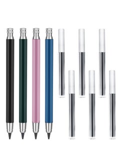 Mechanical Pencils Set, 4 Pieces 5.6 mm Sketch Metal Automatic Graphite Pencil with 6 Tubes Refills Pencil Replacements for Woodworking Architect Art Painter Drawing Crafting