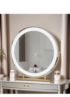 ETG Large Vanity Mirror with Lights, Round LED Makeup Mirror, Light Up Mirror Makeup Mirror with Lights for Bedroom Tabletop, Smart Touch Control 3 Colors Dimmable, 360° Rotation（50cm）  - Image 1