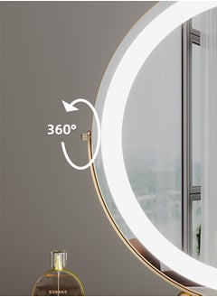 ETG Large Vanity Mirror with Lights, Round LED Makeup Mirror, Light Up Mirror Makeup Mirror with Lights for Bedroom Tabletop, Smart Touch Control 3 Colors Dimmable, 360° Rotation（50cm）  - Image 5