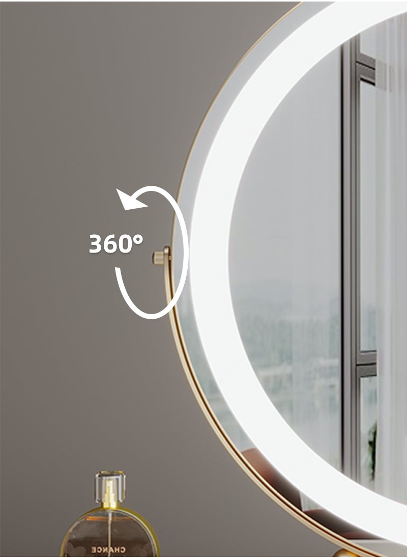 ETG Large Vanity Mirror with Lights, Round LED Makeup Mirror, Light Up Mirror Makeup Mirror with Lights for Bedroom Tabletop, Smart Touch Control 3 Colors Dimmable, 360° Rotation（50cm）  - Image 5
