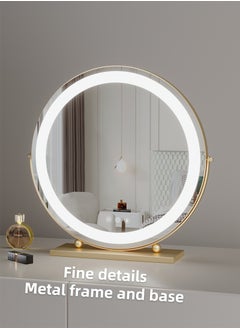 ETG Large Vanity Mirror with Lights, Round LED Makeup Mirror, Light Up Mirror Makeup Mirror with Lights for Bedroom Tabletop, Smart Touch Control 3 Colors Dimmable, 360° Rotation（50cm）  - Image 3