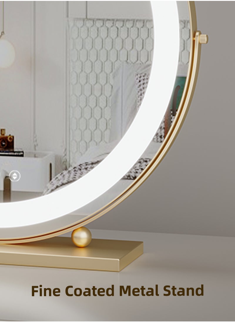 ETG - Large Vanity Mirror with Lights, Round LED Makeup Mirror, Light Up Mirror Makeup Mirror with Lights for Bedroom Tabletop, Smart Touch Control 3 Colors Dimmable, 360° Rotation_50cm - Image 1
