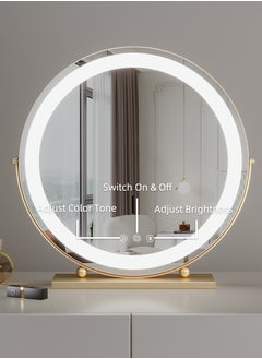 ETG Large Vanity Mirror with Lights, Round LED Makeup Mirror, Light Up Mirror Makeup Mirror with Lights for Bedroom Tabletop, Smart Touch Control 3 Colors Dimmable, 360° Rotation（50cm）  - Image 4