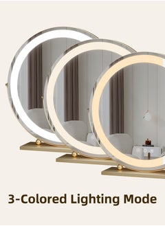 ETG Large Vanity Mirror with Lights, Round LED Makeup Mirror, Light Up Mirror Makeup Mirror with Lights for Bedroom Tabletop, Smart Touch Control 3 Colors Dimmable, 360° Rotation（50cm）  - Image 2
