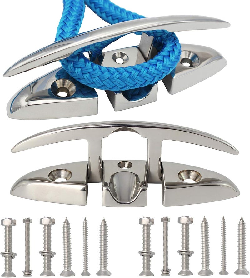 VEITHI 316 Stainless Steel Boat Folding Cleats Boat Dock Cleats 5/6/8.5 inch, Flip up Dock Cleat for Deck and Boat, Dock Cleats Folding Cleat Rope Cleat Boat Cleats with Fasteners (1,2,4,6 Pack) - Image 1