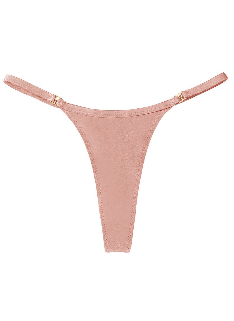 Generic - Seamless Ice Silk Thong Panties Breathable Comfortable Shrimp powder - Image 1