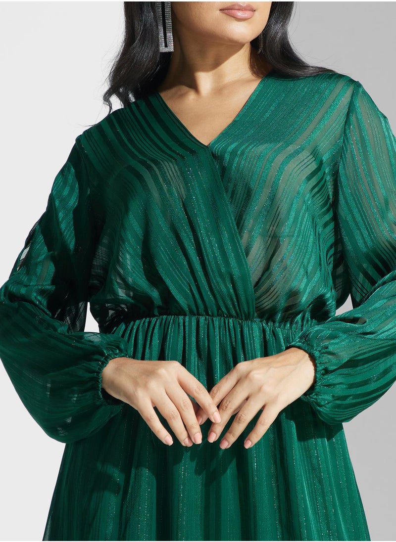Khizana - Plisse Wrap Front Midi Dress - Image 1