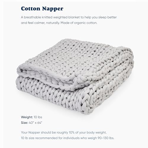 Bearaby Cotton Hand-Knit Weighted Blankets for Adults - Chunky Knit Blanket - Sustainable, Breathable, Organic, Cooling Weighted Blanket - Machine Washable (Moonstone Grey, 10 lbs, 40"x64") - Image 2