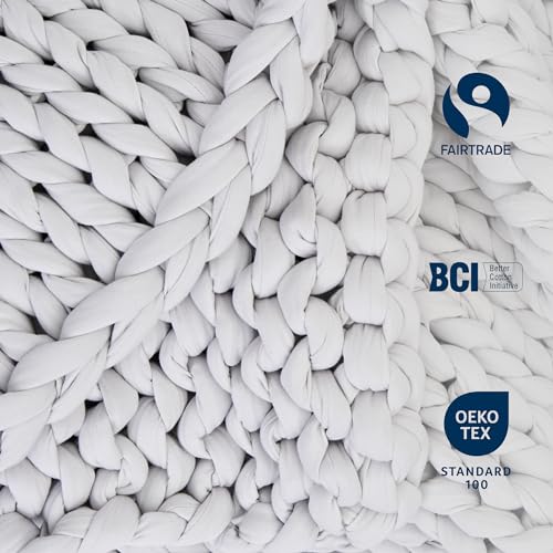 Bearaby Cotton Hand-Knit Weighted Blankets for Adults - Chunky Knit Blanket - Sustainable, Breathable, Organic, Cooling Weighted Blanket - Machine Washable (Moonstone Grey, 10 lbs, 40"x64") - Image 4