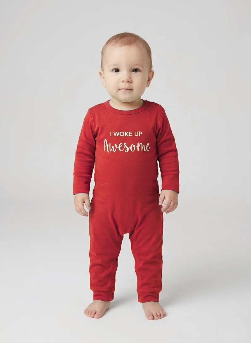 بيبي كلو Baby Red I Woke Up Awesome Romper